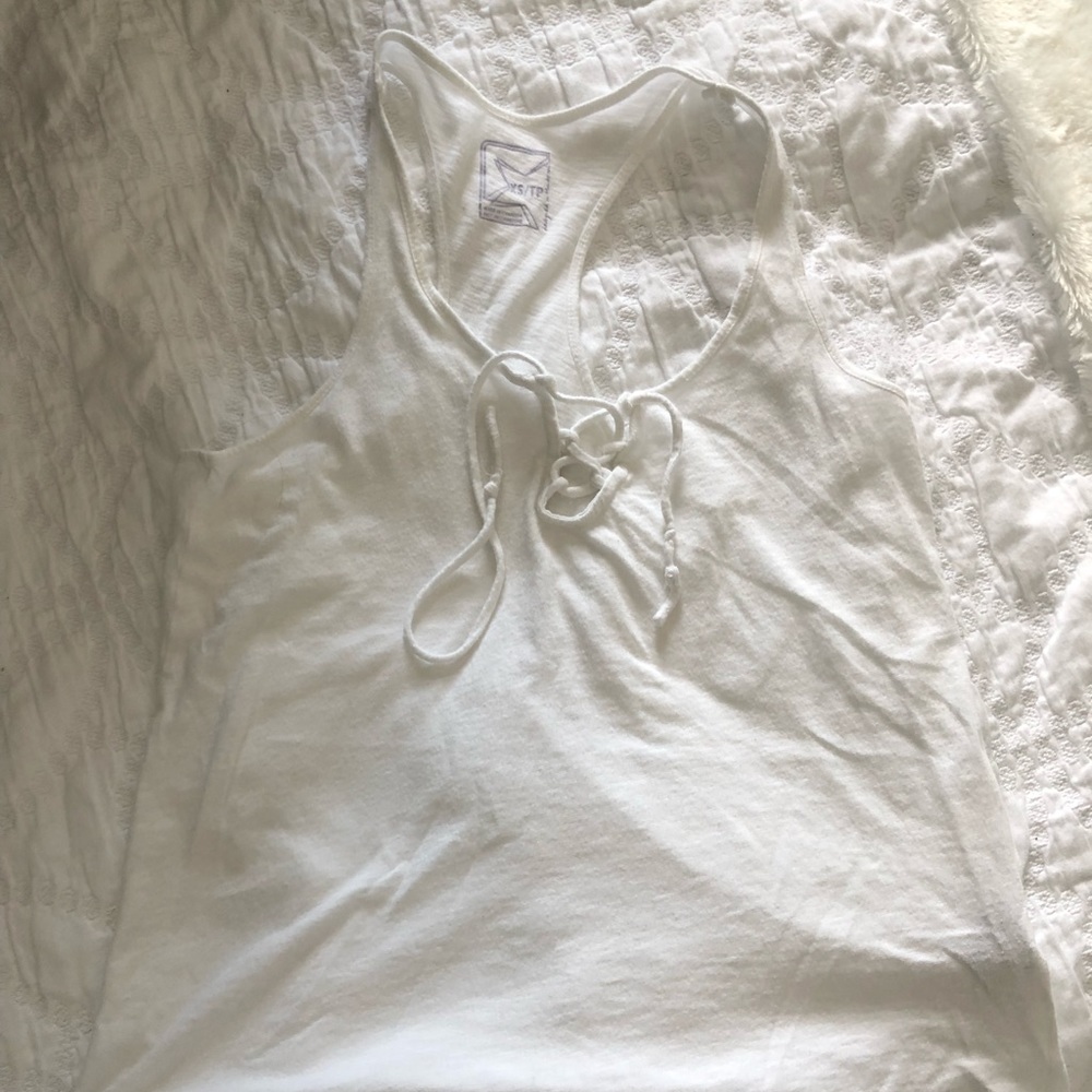 White Tank Top with String Detail